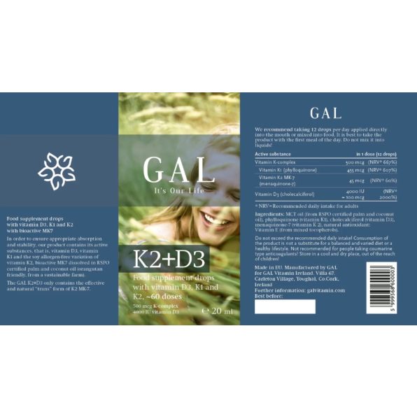 GAL K-Complex+D3 Vitamin Drops (60 doses)